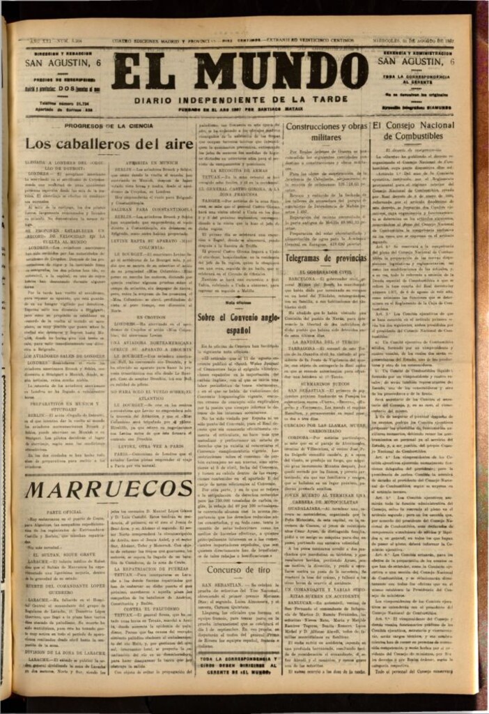 Miniatura de El Mundo del 31 de agosto de 1927
