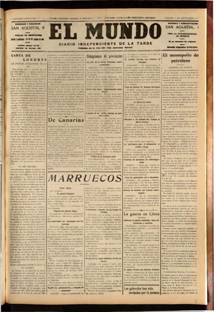 Miniatura de El Mundo del 2 de septiembre de 1927