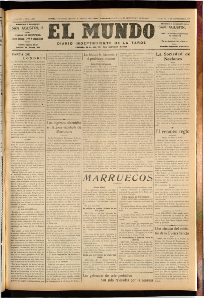 Miniatura de El Mundo del 3 de septiembre de 1927