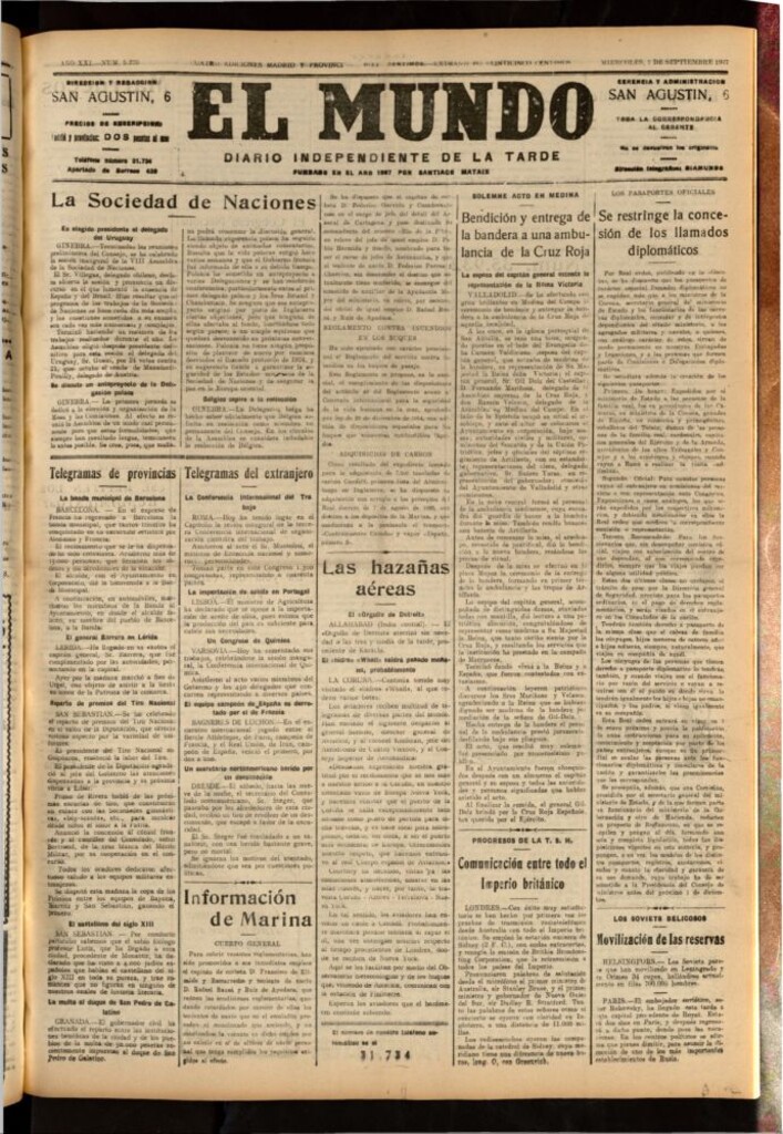 Miniatura de El Mundo del 7 de septiembre de 1927