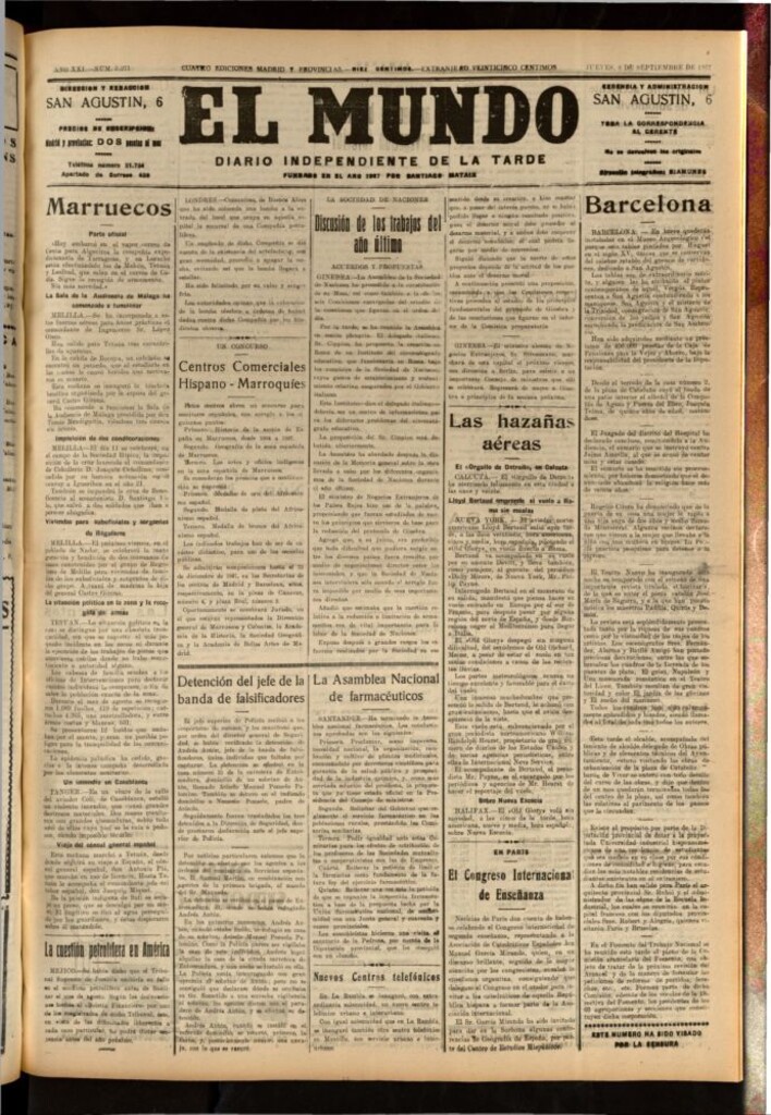 Miniatura de El Mundo del 8 de septiembre de 1927