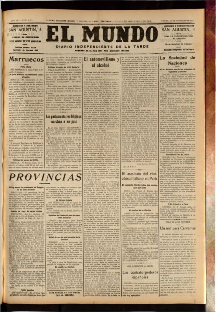 Miniatura de El Mundo del 15 de septiembre de 1927