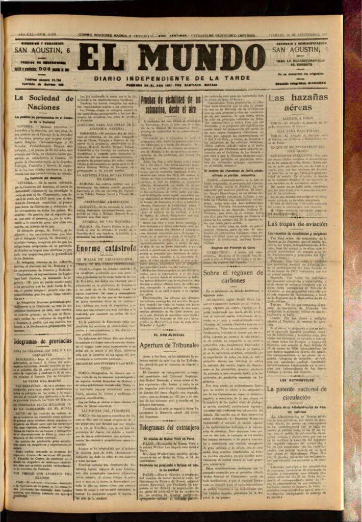 Miniatura de El Mundo del 16 de septiembre de 1927