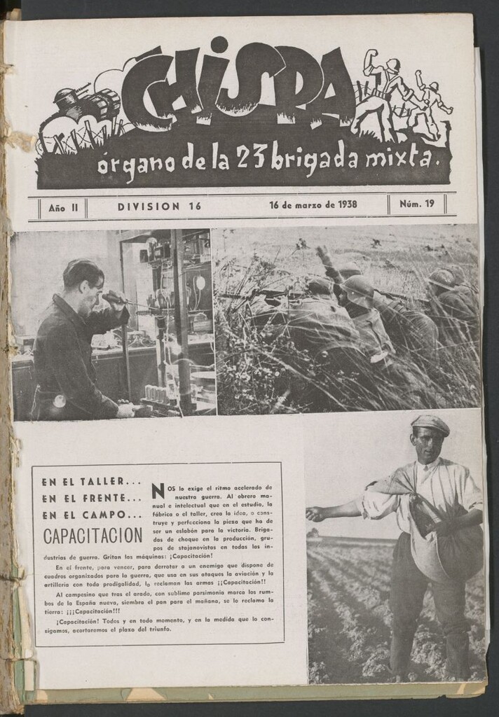 Miniatura de Chispa : órgano de la 23 Brigada Mixta, Sector Jarama del 16 de marzo de 1938