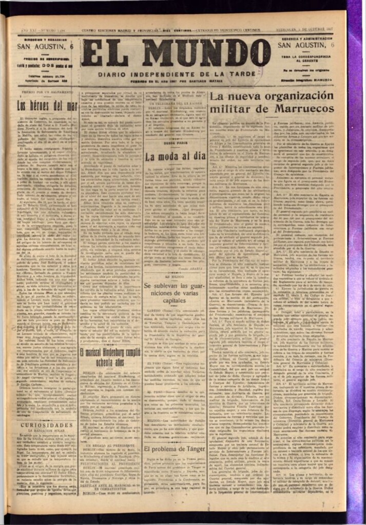 Miniatura de El Mundo del 5 de octubre de 1927