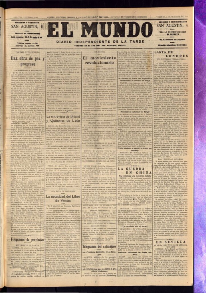 Miniatura de El Mundo del 7 de octubre de 1927