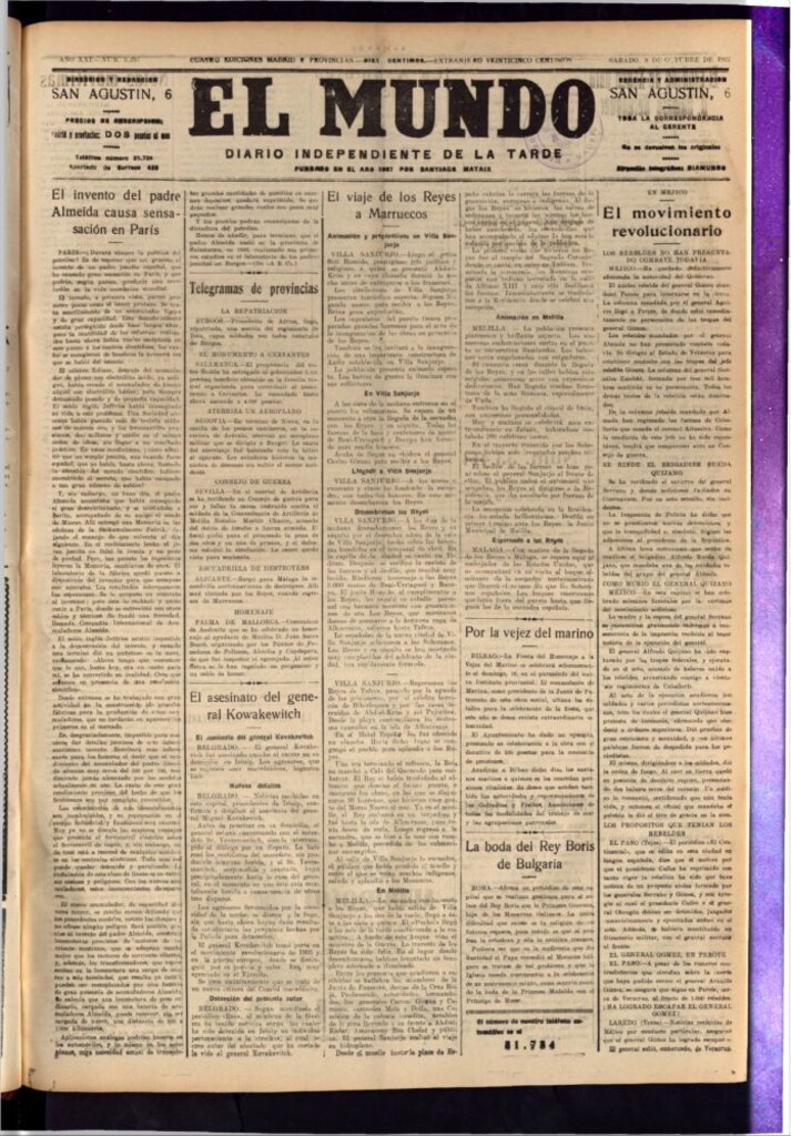 Miniatura de El Mundo del 8 de octubre de 1927