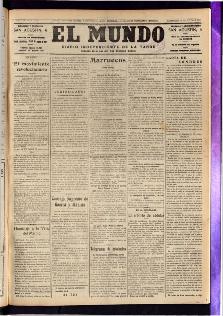 Miniatura de El Mundo del 12 de octubre de 1927