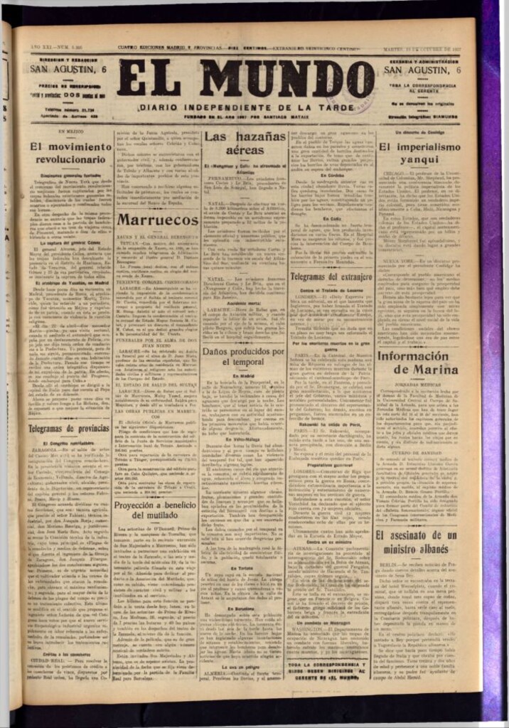Miniatura de El Mundo del 18 de octubre de 1927