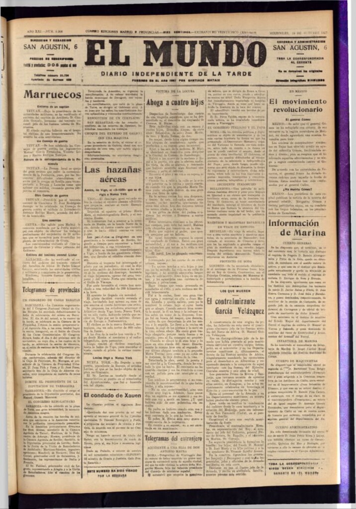 Miniatura de El Mundo del 19 de octubre de 1927