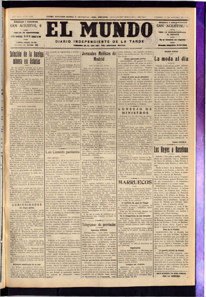 Miniatura de El Mundo del 21 de octubre de 1927