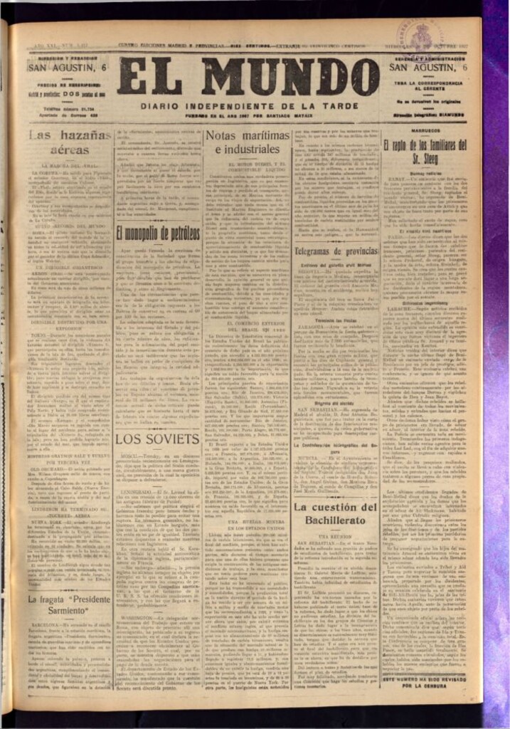 Miniatura de El Mundo del 26 de octubre de 1927
