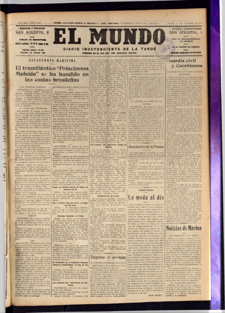 Miniatura de El Mundo del 27 de octubre de 1927