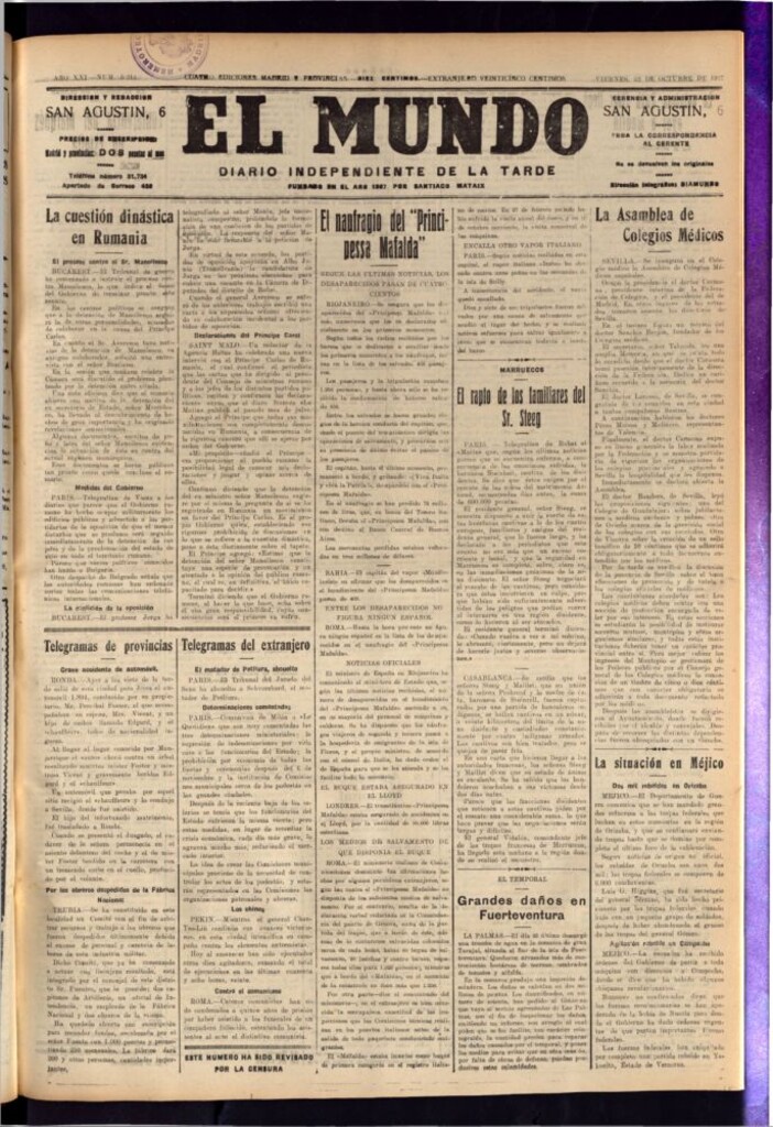 Miniatura de El Mundo del 28 de octubre de 1927