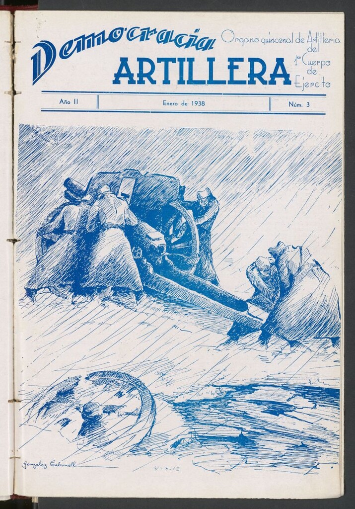 Miniatura de Democracia Artillera : órgano quincenal de Artillería del 1er Cuerpo de Ejército de enero de 1938