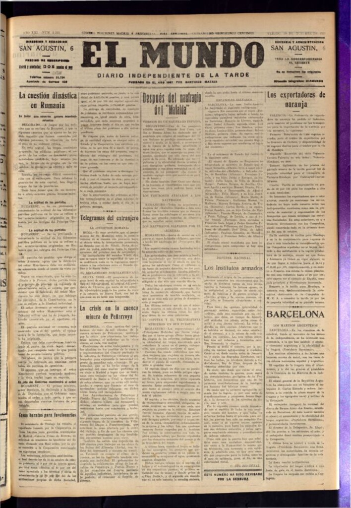 Miniatura de El Mundo del 29 de octubre de 1927
