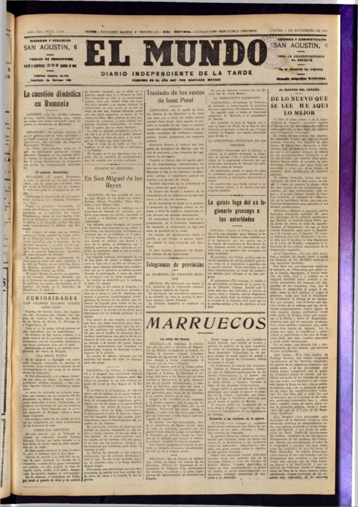 Miniatura de El Mundo del 3 de noviembre de 1927
