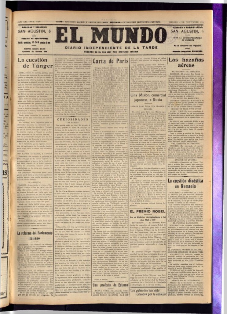 Miniatura de El Mundo del 4 de noviembre de 1927