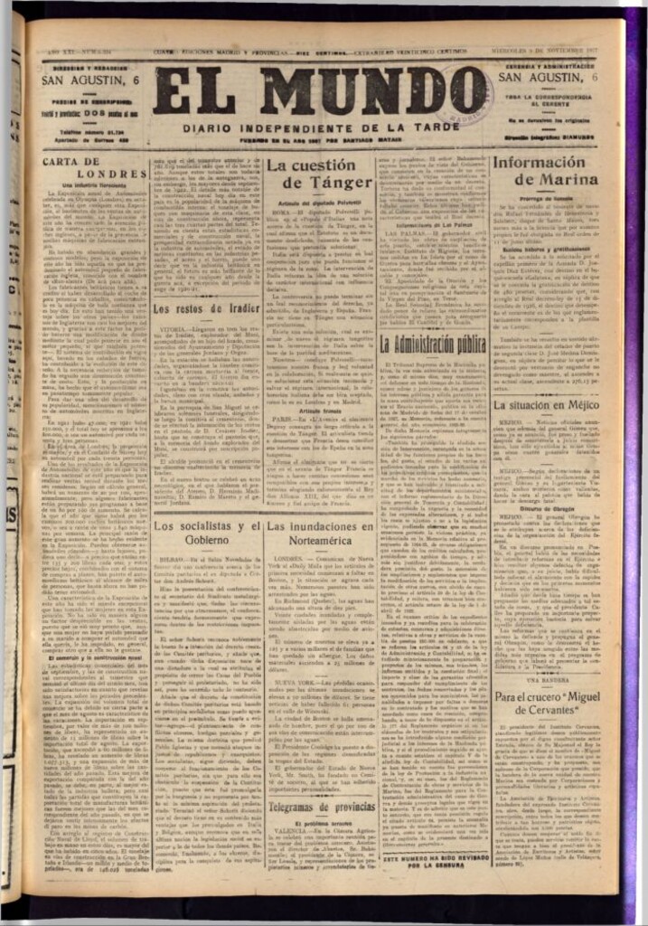 Miniatura de El Mundo del 9 de noviembre de 1927