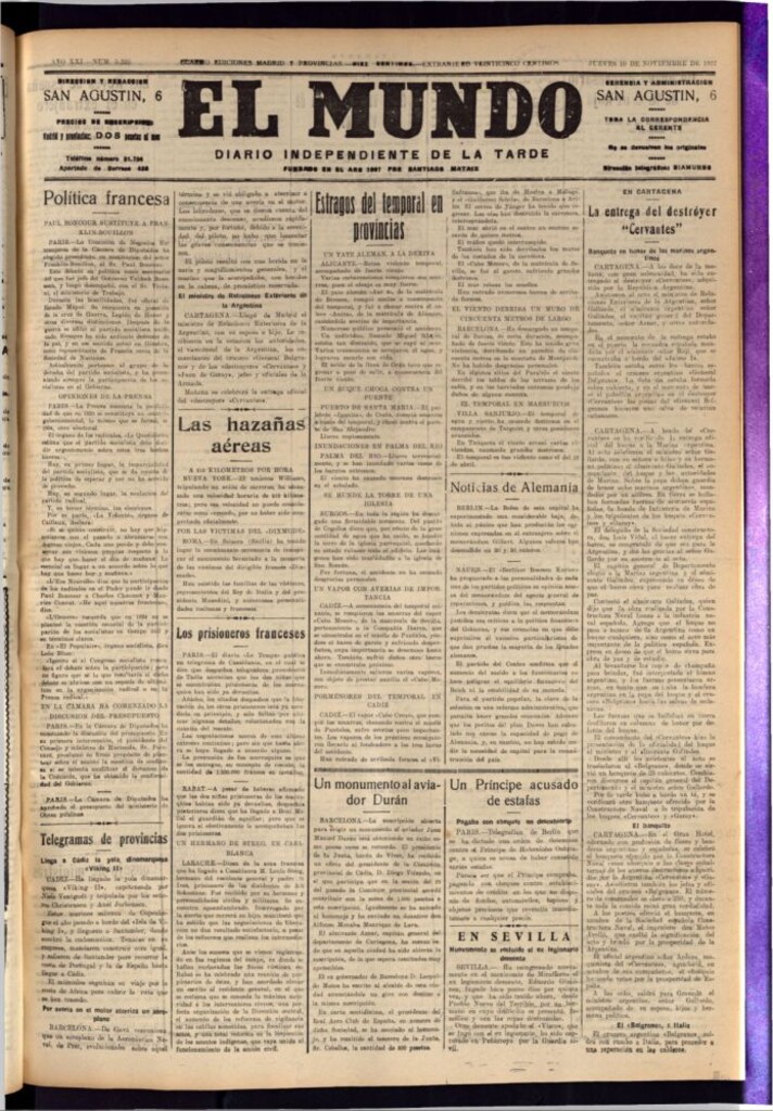 Miniatura de El Mundo del 10 de noviembre de 1927