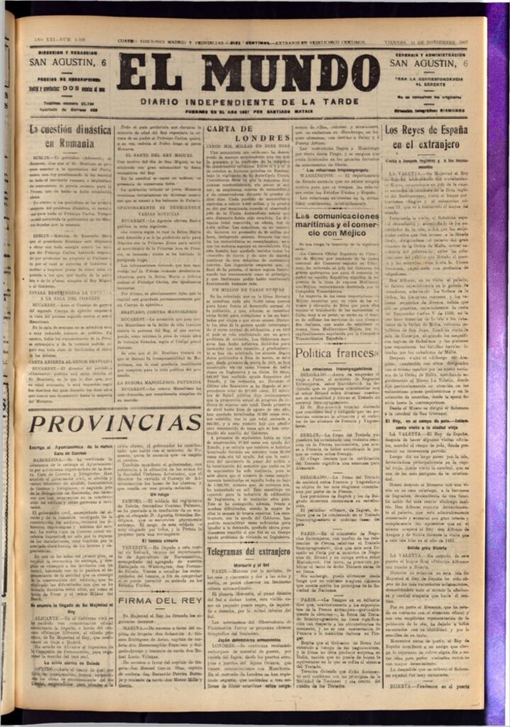 Miniatura de El Mundo del 11 de noviembre de 1927