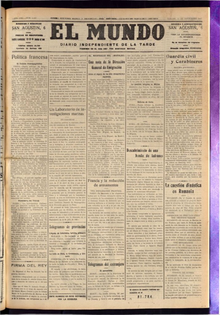 Miniatura de El Mundo del 12 de noviembre de 1927