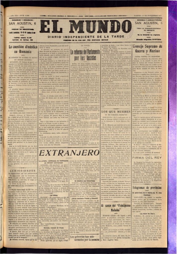 Miniatura de El Mundo del 15 de noviembre de 1927