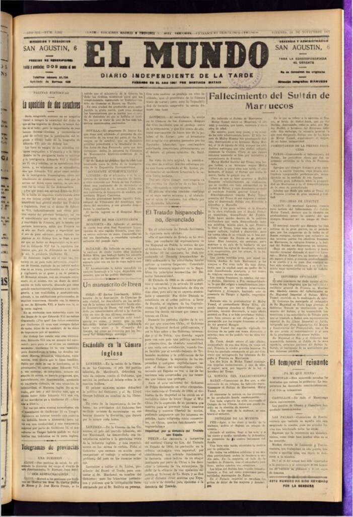 Miniatura de El Mundo del 18 de noviembre de 1927