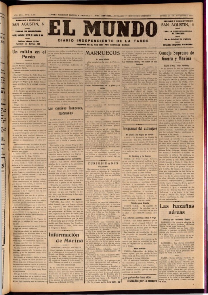 Miniatura de El Mundo del 21 de noviembre de 1927