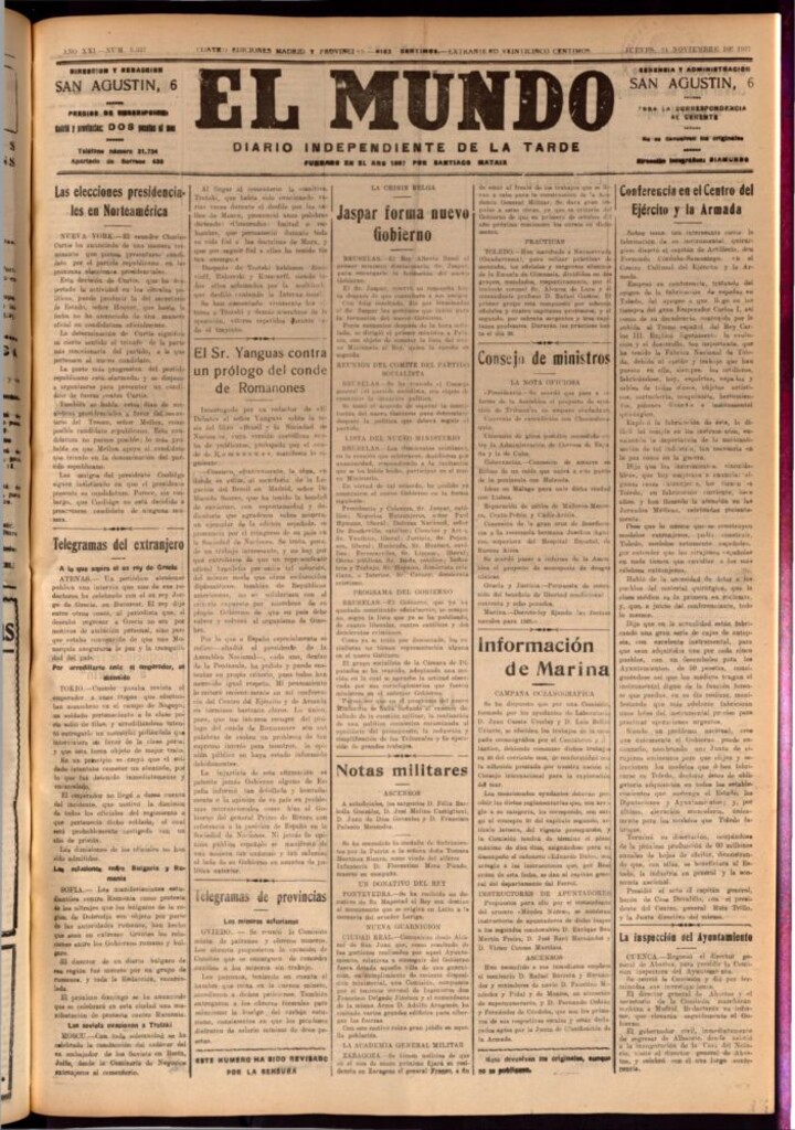 Miniatura de El Mundo del 24 de noviembre de 1927