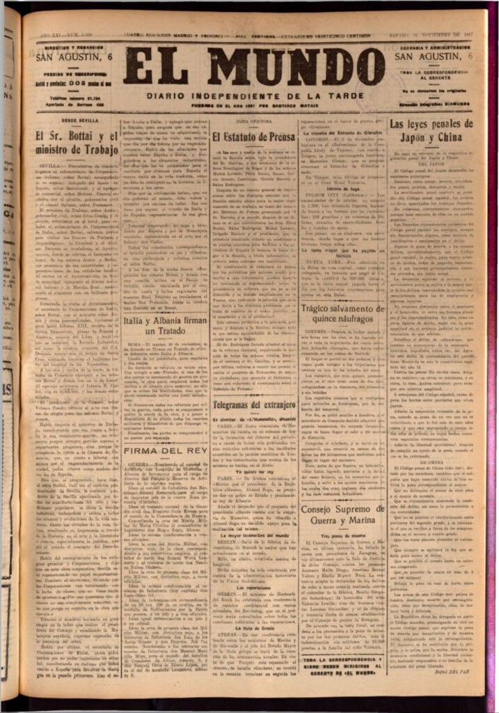 Miniatura de El Mundo del 26 de noviembre de 1927