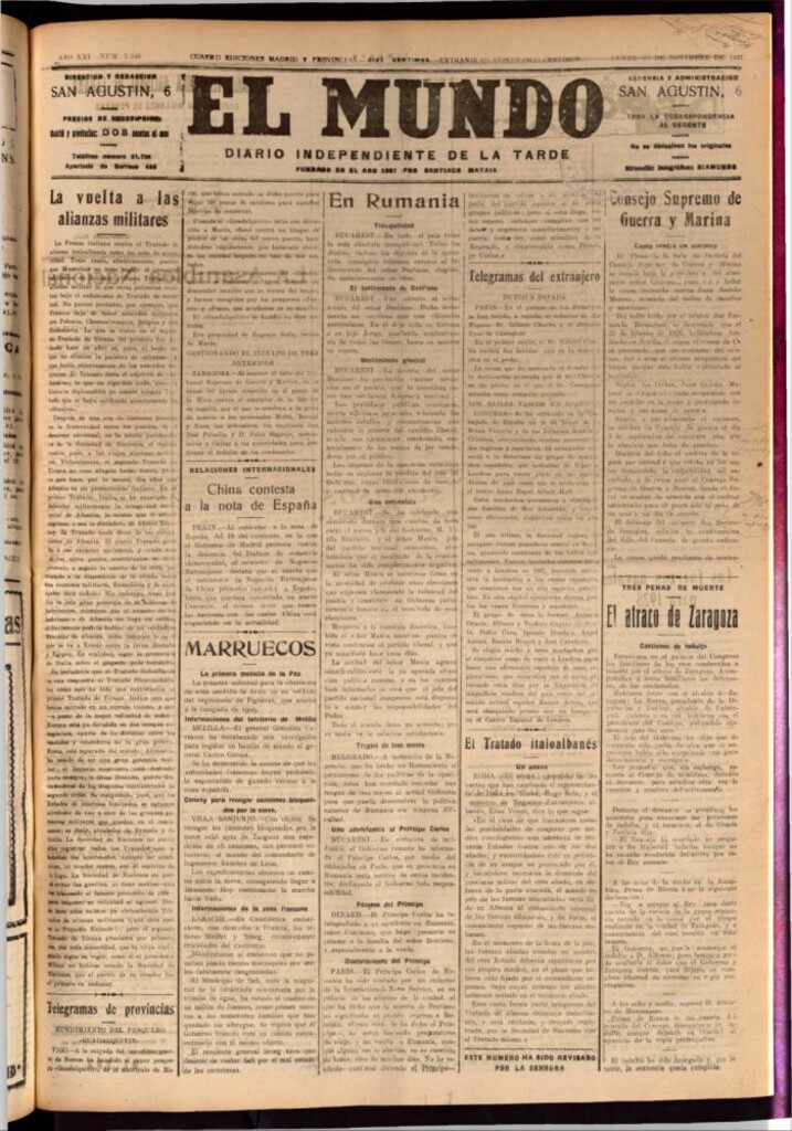 Miniatura de El Mundo del 28 de noviembre de 1927