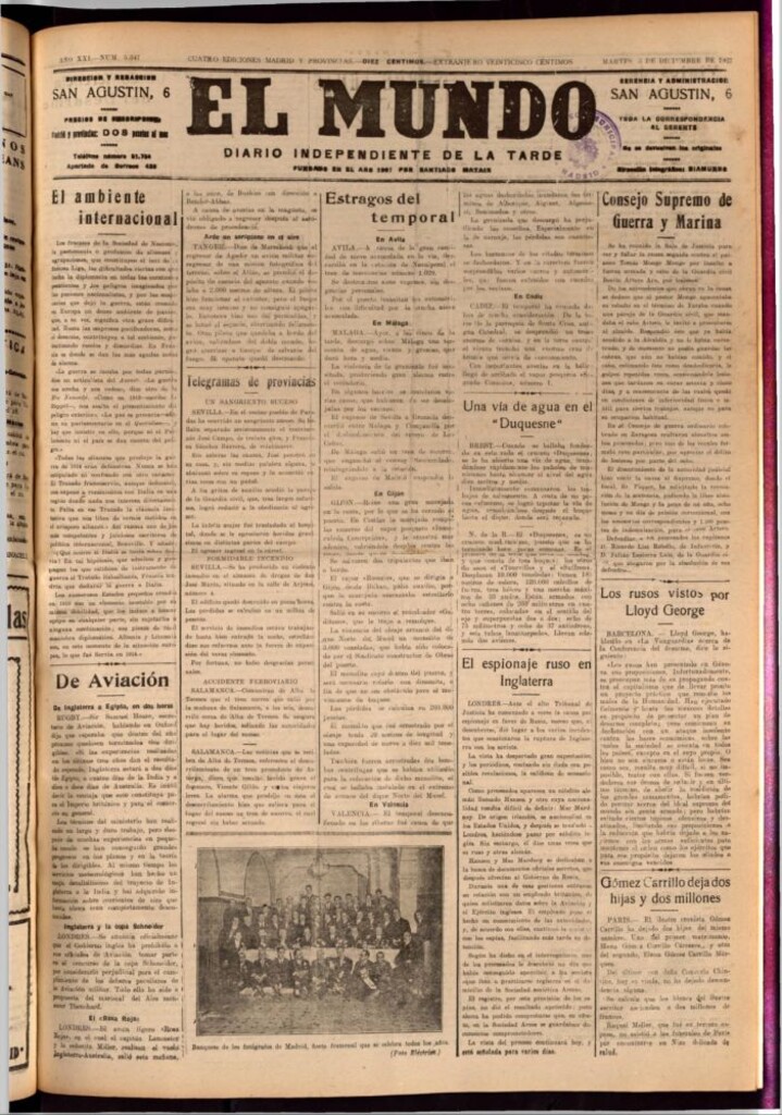 Miniatura de El Mundo del 6 de diciembre de 1927