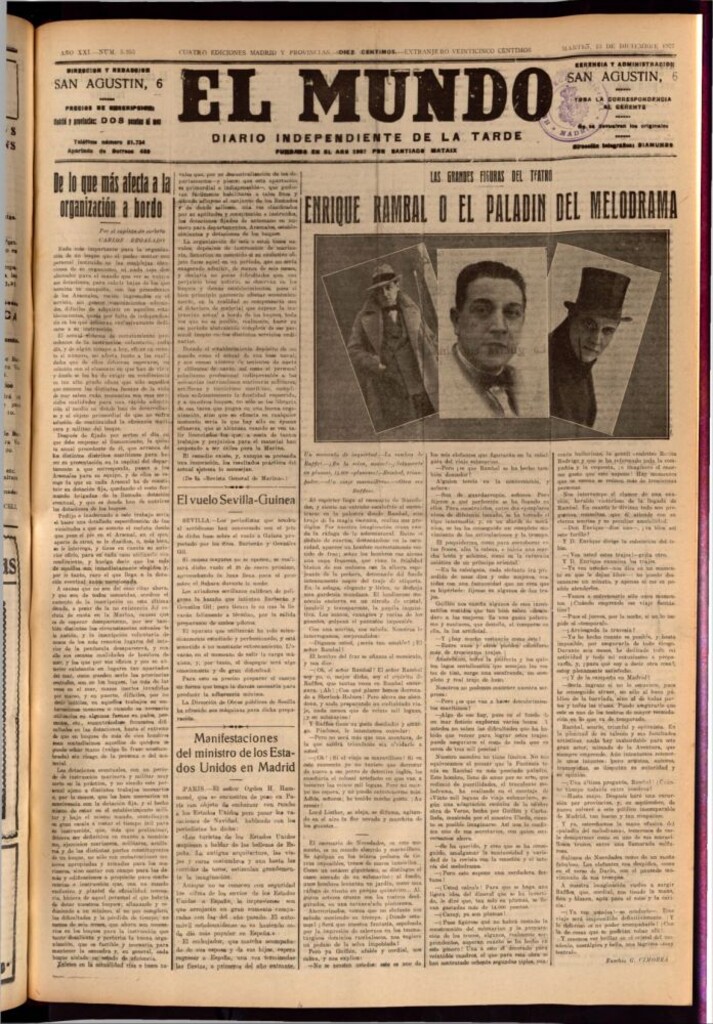 Miniatura de El Mundo del 13 de diciembre de 1927