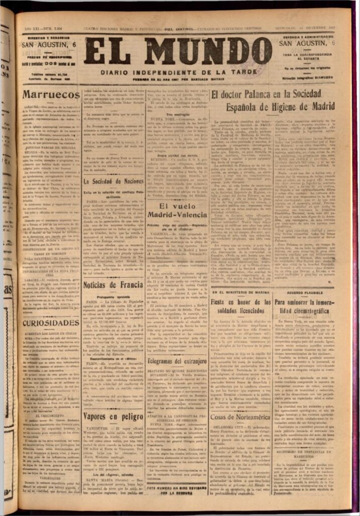 Miniatura de El Mundo del 14 de diciembre de 1927