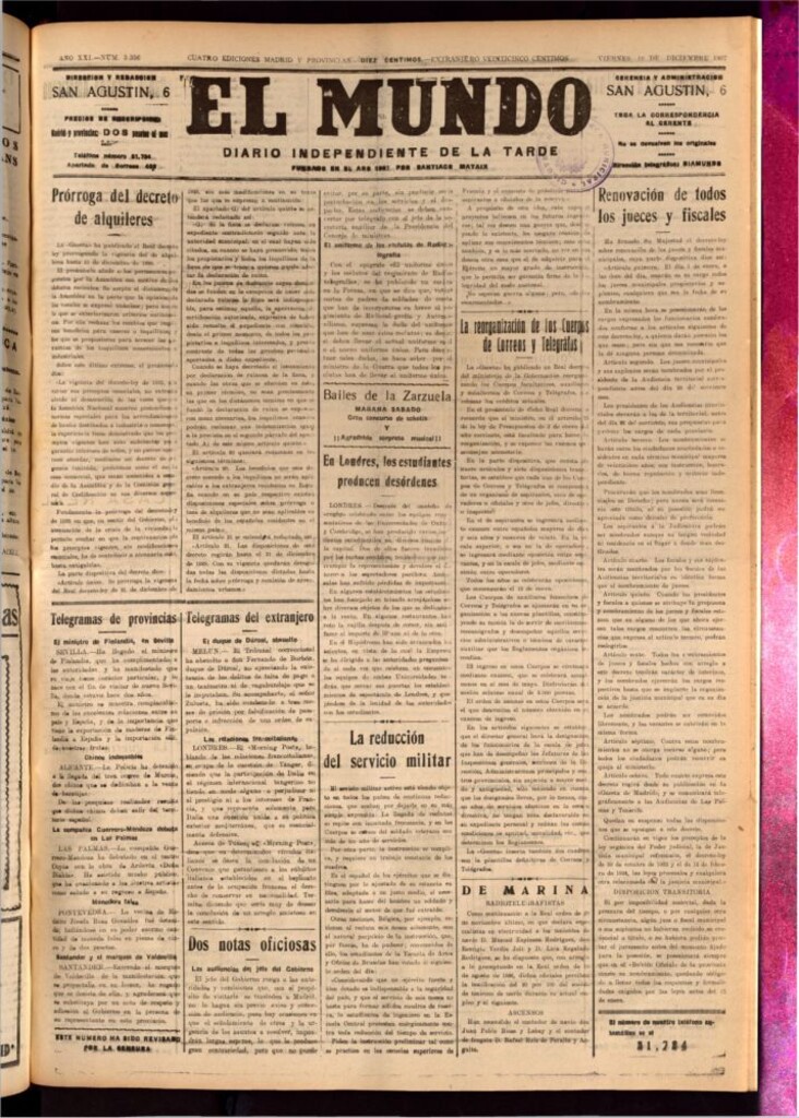 Miniatura de El Mundo del 16 de diciembre de 1927