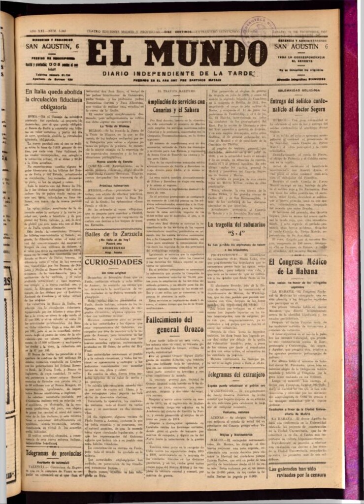 Miniatura de El Mundo del 24 de diciembre de 1927