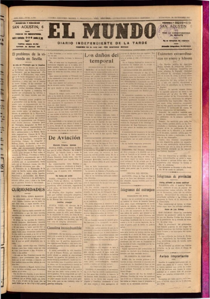 Miniatura de El Mundo del 28 de diciembre de 1927