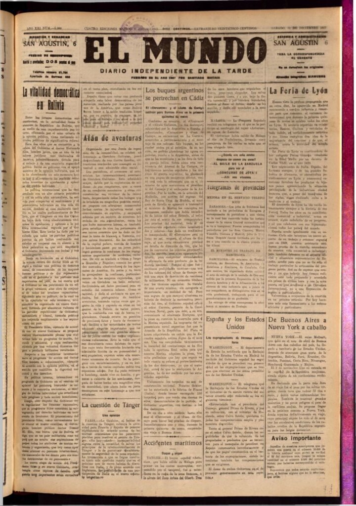 Miniatura de El Mundo del 31 de diciembre de 1927