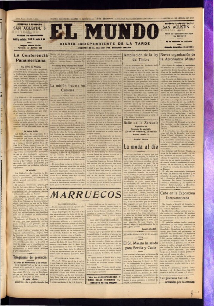 Miniatura de El Mundo del 27 de enero de 1928