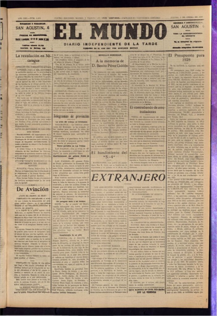 Miniatura de El Mundo del 5 de enero de 1928