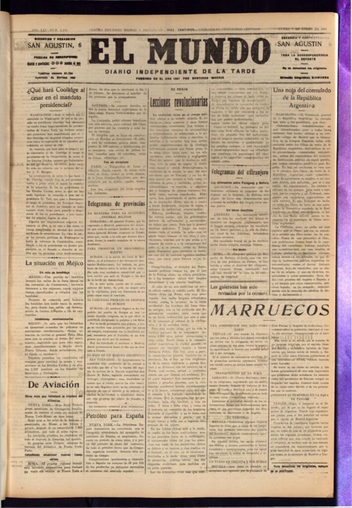 Miniatura de El Mundo del 9 de enero de 1928