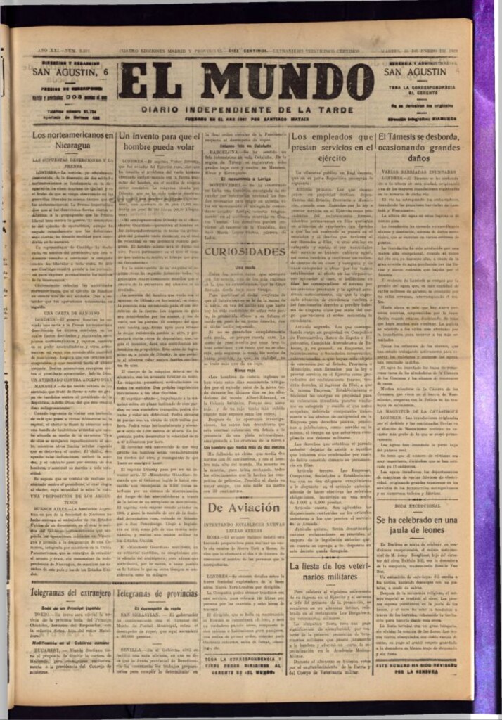 Miniatura de El Mundo del 10 de enero de 1928