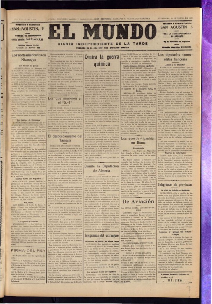 Miniatura de El Mundo del 11 de enero de 1928