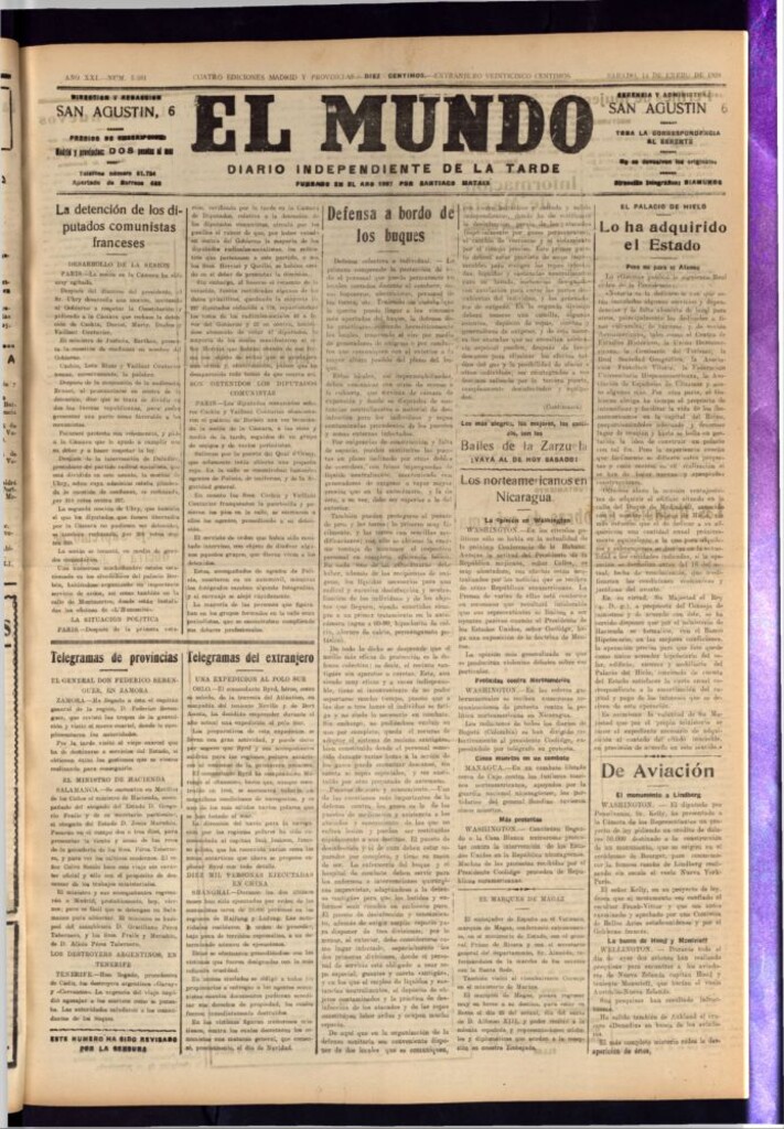 Miniatura de El Mundo del 14 de enero de 1928