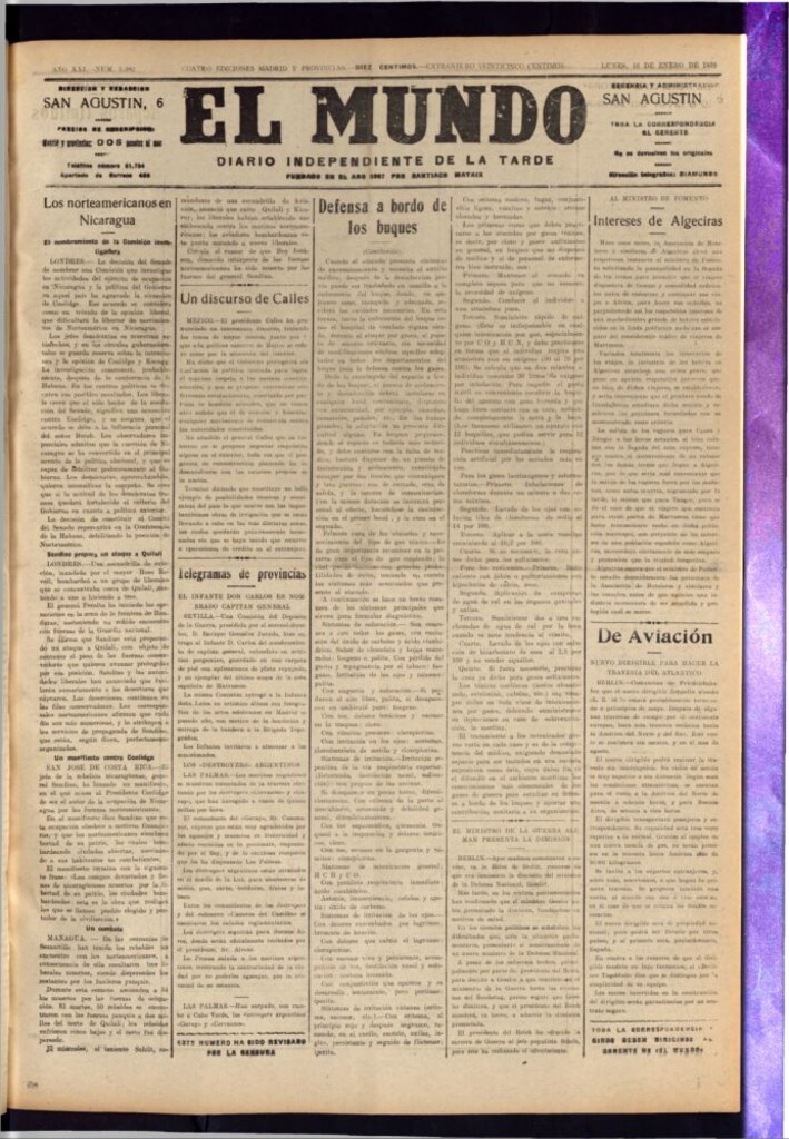 Miniatura de El Mundo del 16 de enero de 1928