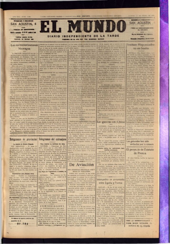 Miniatura de El Mundo del 17 de enero de 1928