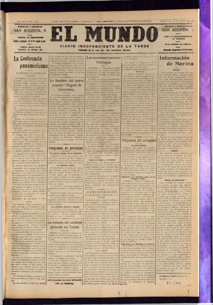 Miniatura de El Mundo del 18 de enero de 1928