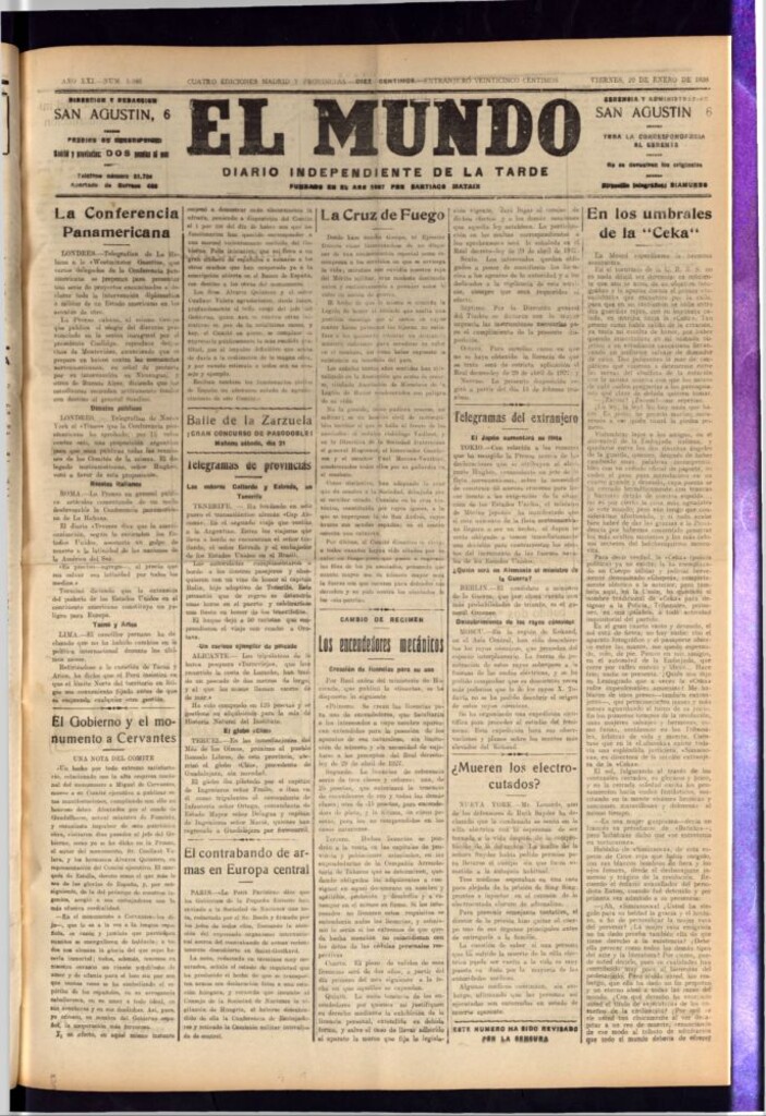 Miniatura de El Mundo del 20 de enero de 1928