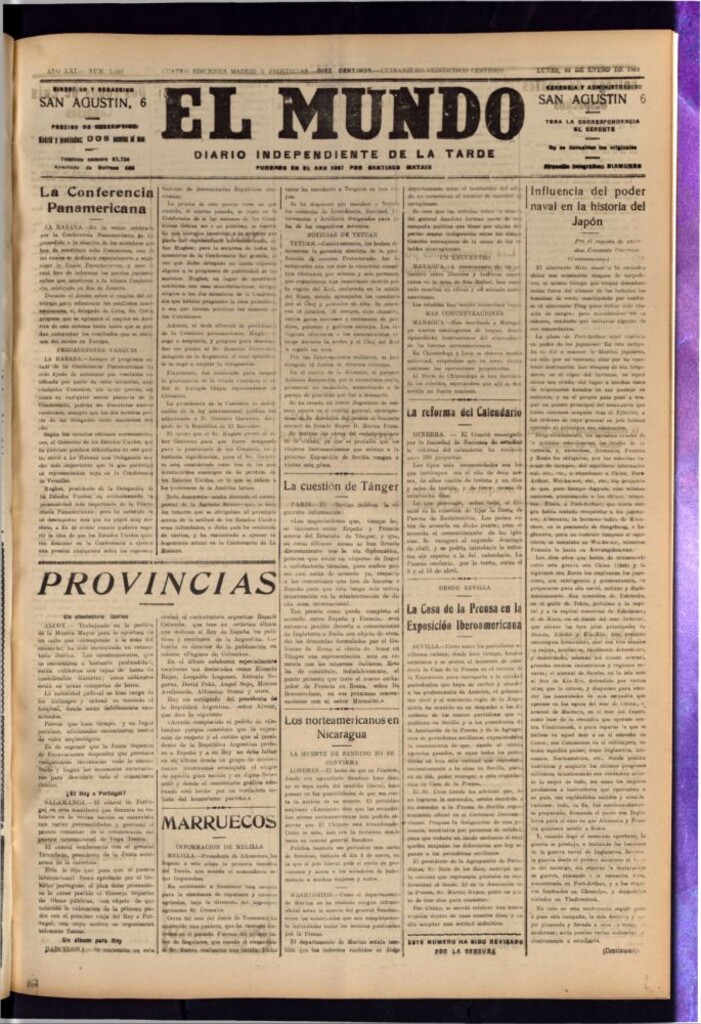 Miniatura de El Mundo del 22 de enero de 1928